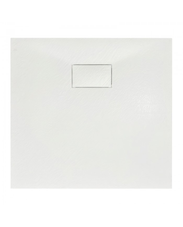 SET: WALK-IN KETIL + DUSCHWANNE VIDAR 80x80 198 cm - Quadratisch Steinoptik SMC Weiß Transparent Nano Glas | Glaswand