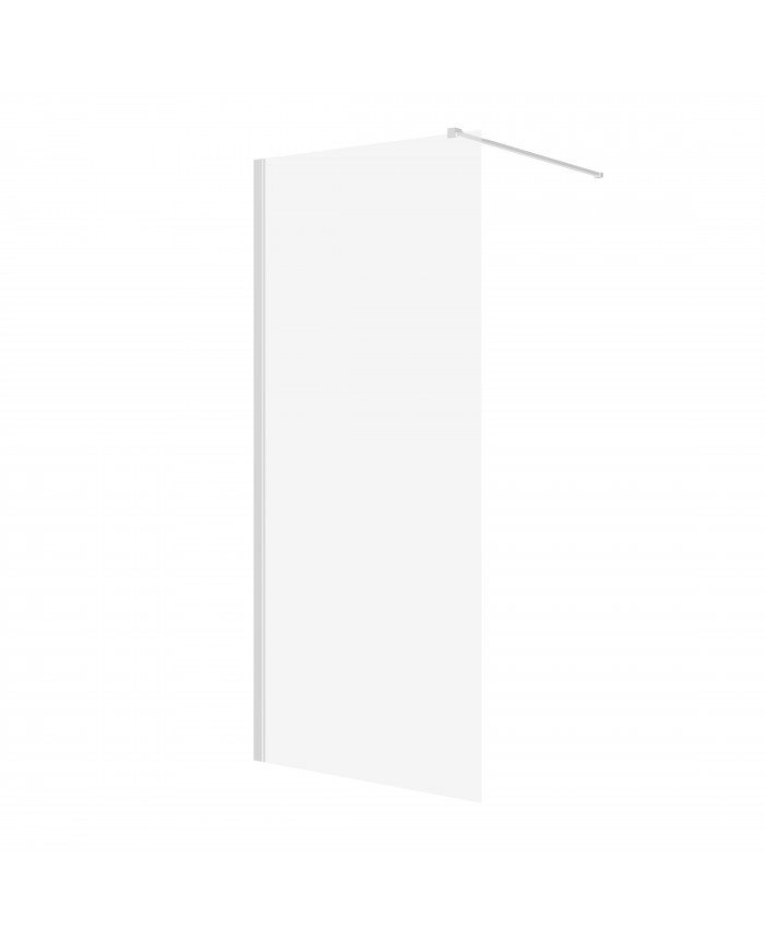 SET: WALK-IN KETIL + DUSCHWANNE VIDAR 80x120 198 cm - Rechteck Steinoptik SMC Weiß Transparent Nano Glas | Glaswand