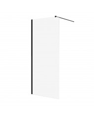 SET: WALK-IN KETIL + DUSCHWANNE VIDAR 90x90 198 cm - Quadratisch Steinoptik SMC Schwarz Transparent Nano Glas | Glaswand
