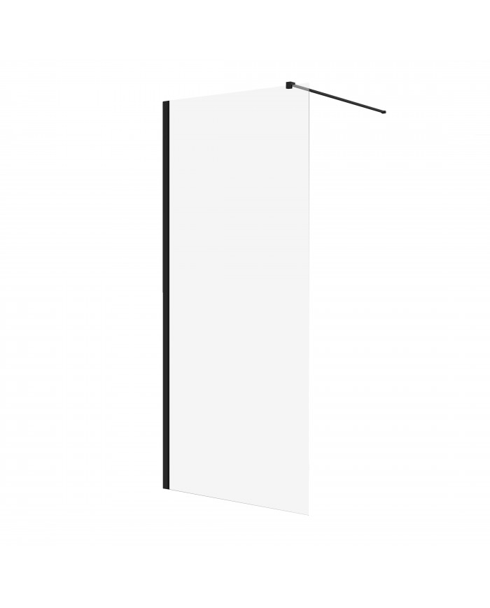 SET: WALK-IN KETIL + DUSCHWANNE VIDAR 90x100 198 cm - Rechteck Steinoptik SMC Schwarz Transparent Nano Glas | Glaswand