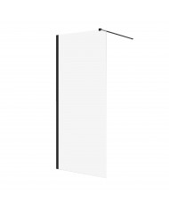 SET: WALK-IN KETIL + DUSCHWANNE VIDAR 90x100 198 cm - Rechteck Steinoptik SMC Schwarz Transparent Nano Glas | Glaswand