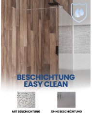 SET: WALK-IN KETIL + DUSCHWANNE VIDAR 90x160 198 cm - Rechteck Steinoptik SMC Weiß Transparent Nano Glas + Glaswischer