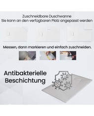 SET: WALK-IN KETIL + DUSCHWANNE VIDAR 90x160 198 cm - Rechteck Steinoptik SMC Weiß Transparent Nano Glas + Glaswischer