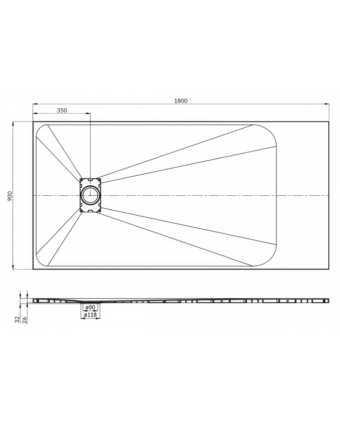 SET: WALK-IN KETIL + DUSCHWANNE VIDAR 90x180 198 cm - Rechteck Steinoptik SMC Weiß Transparent Nano Glas + Glaswischer