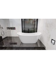 Freistehende Badewanne 170x80 ROSSA mit Kopfstütze & Bambus Ablage, Ablauf VIEGA Click-Clack GRATIS !