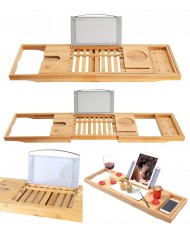 Freistehende Badewanne 170x75 ASGER mit Kopfstütze & Bambus Ablage, Ablauf Click-Clack GRATIS !