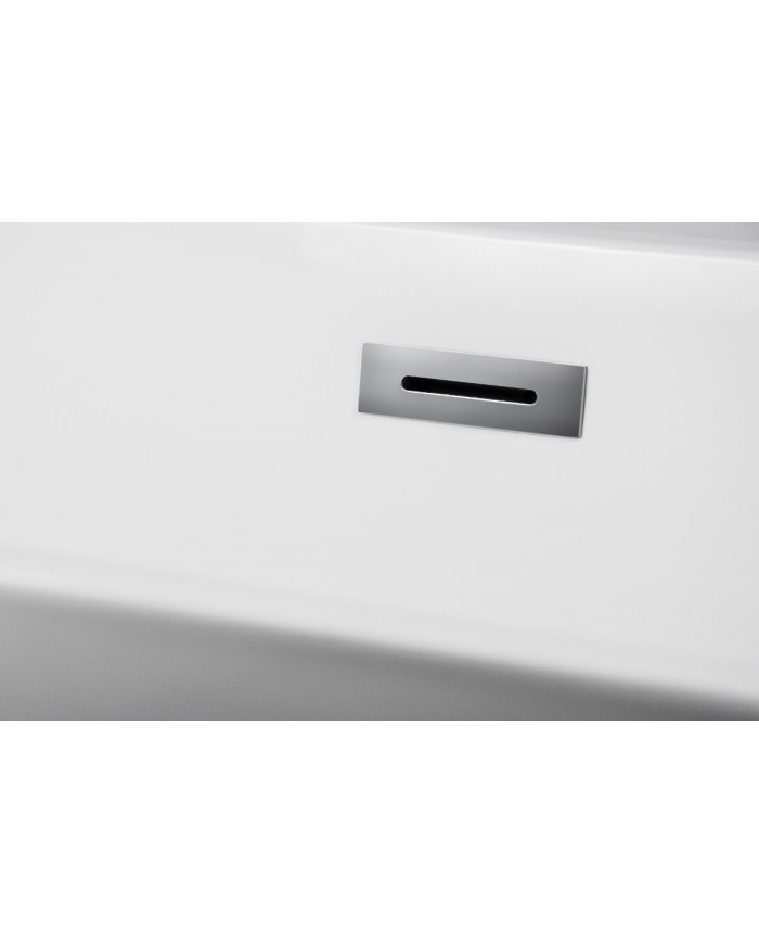 Freistehende Badewanne 170x75 ASGER mit Kopfstütze & Bambus Ablage, Ablauf Click-Clack GRATIS !