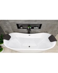 Freistehende Badewanne 180x80 IVAR mit 2x Kopfstütze & Bambus Ablage, Ablauf VIEGA Click-Clack GRATIS !