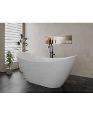 Freistehende Badewanne 180x80 IVAR mit 2x Kopfstütze & Bambus Ablage, Ablauf Click-Clack GRATIS !