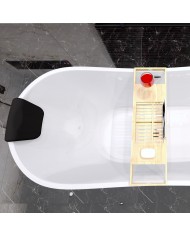 Freistehende Badewanne 170x80 ROSSA mit Kopfstütze & Bambus Ablage, Ablauf VIEGA Click-Clack GRATIS !