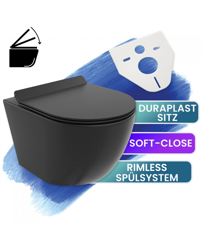 WC-Toilette: Schüssel ROLO Schwarz mit Klosettsitz Slim Soft-Close