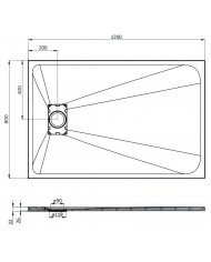 SET: WALK-IN KETIL + DUSCHWANNE VIDAR 80x120 198 cm - Rechteck Steinoptik SMC Weiß Transparent Nano Glas | Glaswand