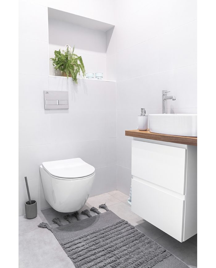 WC SET: Vorwandelement TECEbase + Toilette Rolo Weiß + Schallschutzmatte + Betätigungsplatte in Weiß