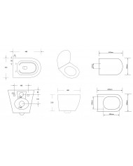 WC SET: Vorwandelement TECEbase + Toilette Rolo Weiß + Schallschutzmatte + Betätigungsplatte in Weiß
