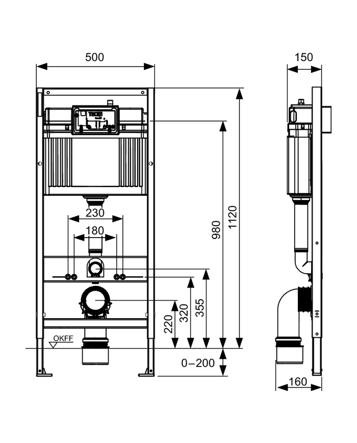 WC SET: Vorwandelement TECEbase + Toilette Rolo Weiß + Schallschutzmatte + Betätigungsplatte in Weiß