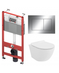 WC SET: Vorwandelement TECEbase + Toilette Rolo Weiß + Schallschutzmatte + Betätigungsplatte in Weiß