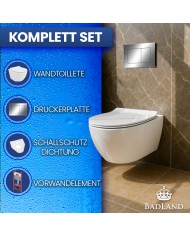 WC SET: Vorwandelement TECEbase + Toilette Rolo Weiß + Schallschutzmatte + Betätigungsplatte in Chrom