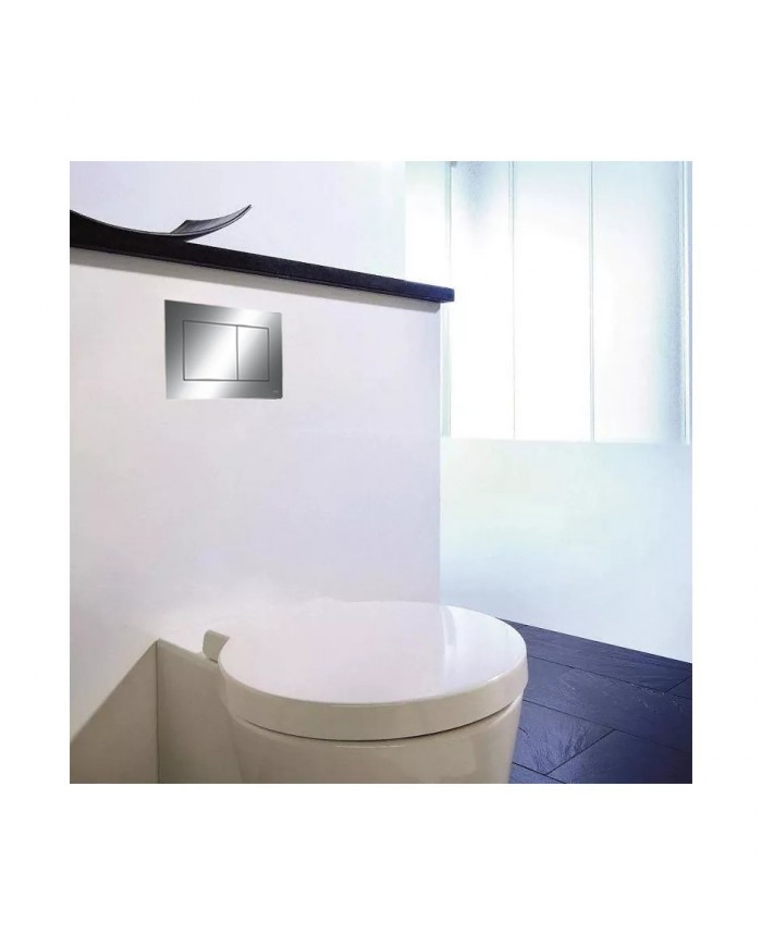 WC SET: Vorwandelement TECEbase + Toilette Rolo Weiß + Schallschutzmatte + Betätigungsplatte in Chrom