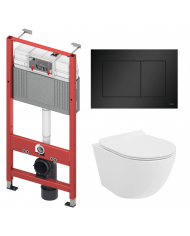 WC SET: Vorwandelement TECEbase + Toilette Rolo Weiß + Schallschutzmatte + Betätigungsplatte in Chrom