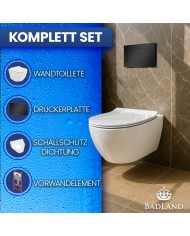 WC SET: Vorwandelement TECEbase + Toilette Rolo Weiß + Schallschutzmatte + Betätigungsplatte in Schwarz