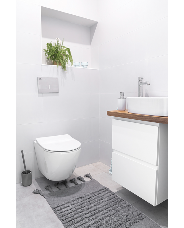 WC SET: Vorwandelement TECEbase + Toilette Rolo Weiß + Schallschutzmatte + Betätigungsplatte in Weiß