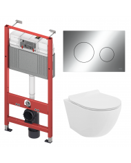 WC SET: Vorwandelement TECEbase + Toilette Rolo Weiß + Schallschutzmatte + Betätigungsplatte in Weiß