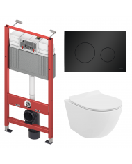 WC SET: Vorwandelement TECEbase + Toilette Rolo Weiß + Schallschutzmatte + Betätigungsplatte in Chrom