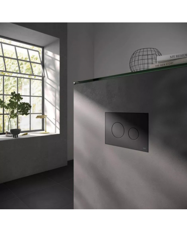 WC SET: Vorwandelement TECEbase + Toilette Rolo Weiß + Schallschutzmatte + Betätigungsplatte in Schwarz