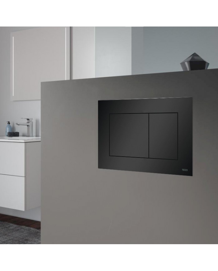 WC SET: Vorwandelement TECEbase + Toilette Rolo Schwarz + Schallschutzmatte + Betätigungsplatte in Schwarz