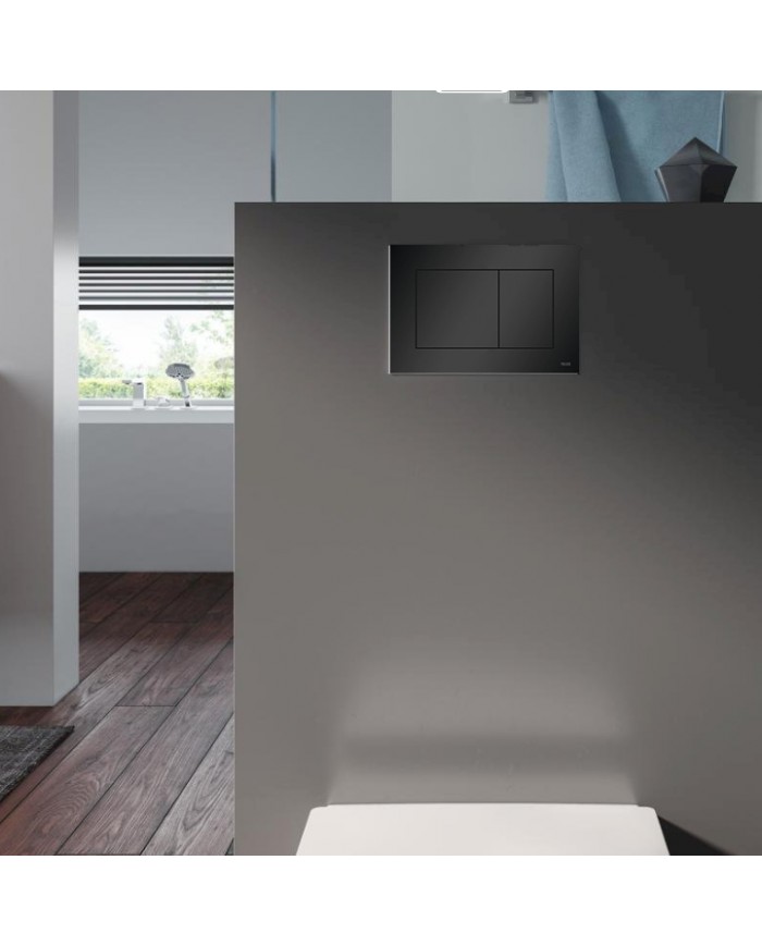 WC SET: Vorwandelement TECEbase + Toilette Rolo Schwarz + Schallschutzmatte + Betätigungsplatte in Schwarz