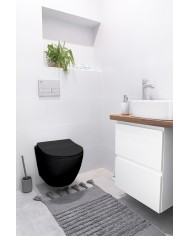 WC SET: Vorwandelement TECEbase + Toilette Rolo Schwarz + Schallschutzmatte + Betätigungsplatte in Schwarz