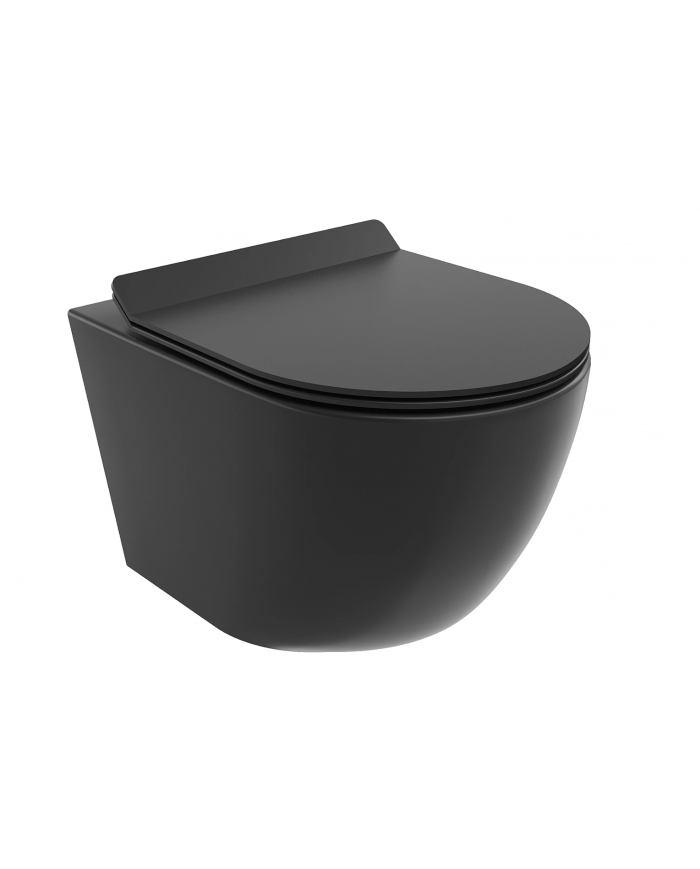 WC SET: Vorwandelement TECEbase + Toilette Rolo Schwarz + Schallschutzmatte + Betätigungsplatte in Schwarz