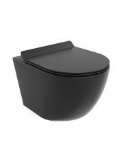 WC SET: Vorwandelement TECEbase + Toilette Rolo Schwarz + Schallschutzmatte + Betätigungsplatte in Schwarz
