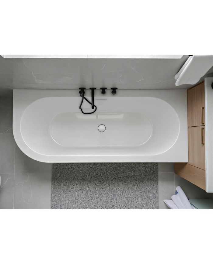 Freistehende Eckbadewannne Badewanne ALVA 170x80 Rechts Acryl Ablauf VIEGA Click-Clack GRATIS !