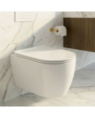 WC-Toilette: Schüssel VIRVEL Weiß mit Klosettsitz Slim Soft-Close Tornado-Spülsystem