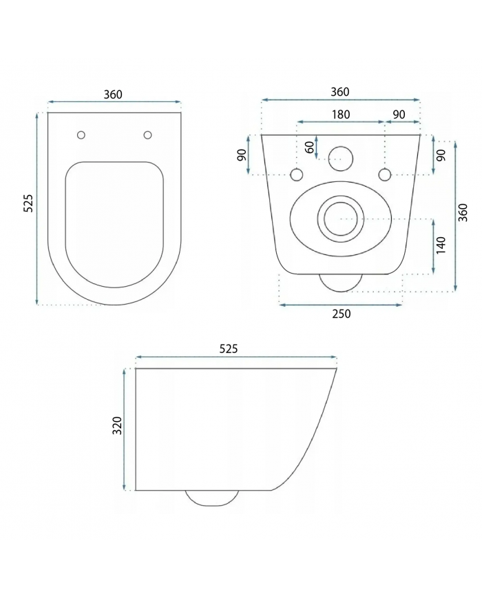 WC-Toilette: Schüssel VIRVEL Weiß mit Klosettsitz Slim Soft-Close Tornado-Spülsystem