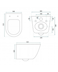WC-Toilette: Schüssel VIRVEL Weiß mit Klosettsitz Slim Soft-Close Tornado-Spülsystem