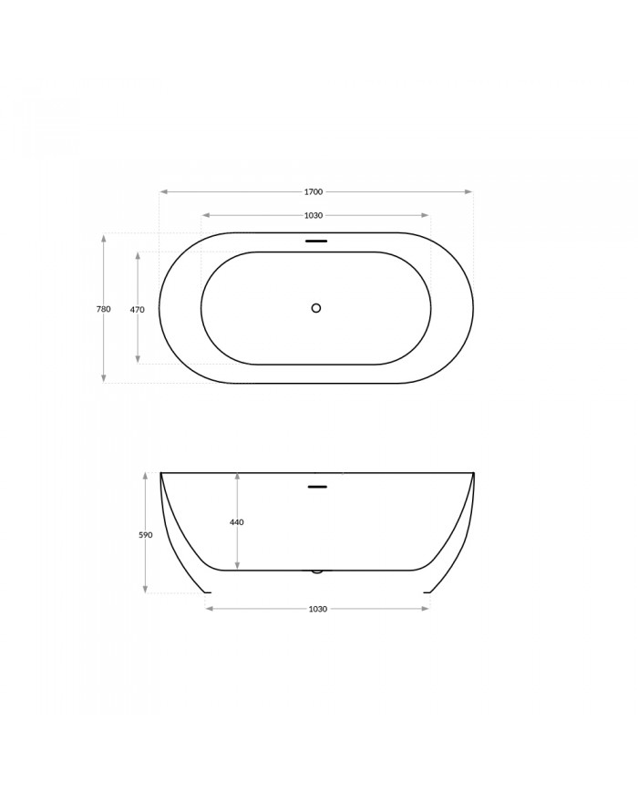 Freistehende Badewanne TOVE 170x80 Acryl Ablauf Click-Clack GRATIS !