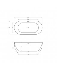 Freistehende Badewanne TOVE 170x80 Acryl Ablauf Click-Clack GRATIS !