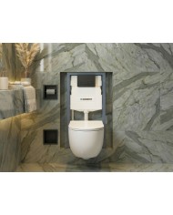 MEGA PACK: Vorwandelement Duofix + Toilette Slim Soft-Close ROLO Weiß + Matte + Wallbox und Platte in Schwarz