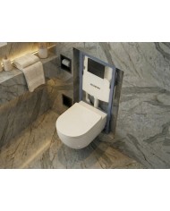 MEGA PACK: Vorwandelement Duofix + Toilette Slim Soft-Close ROLO Weiß + Matte + Wallbox und Platte in Schwarz