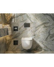 MEGA PACK: Vorwandelement Duofix + Toilette Slim Soft-Close ROLO Weiß + Matte + Wallbox und Platte in Schwarz