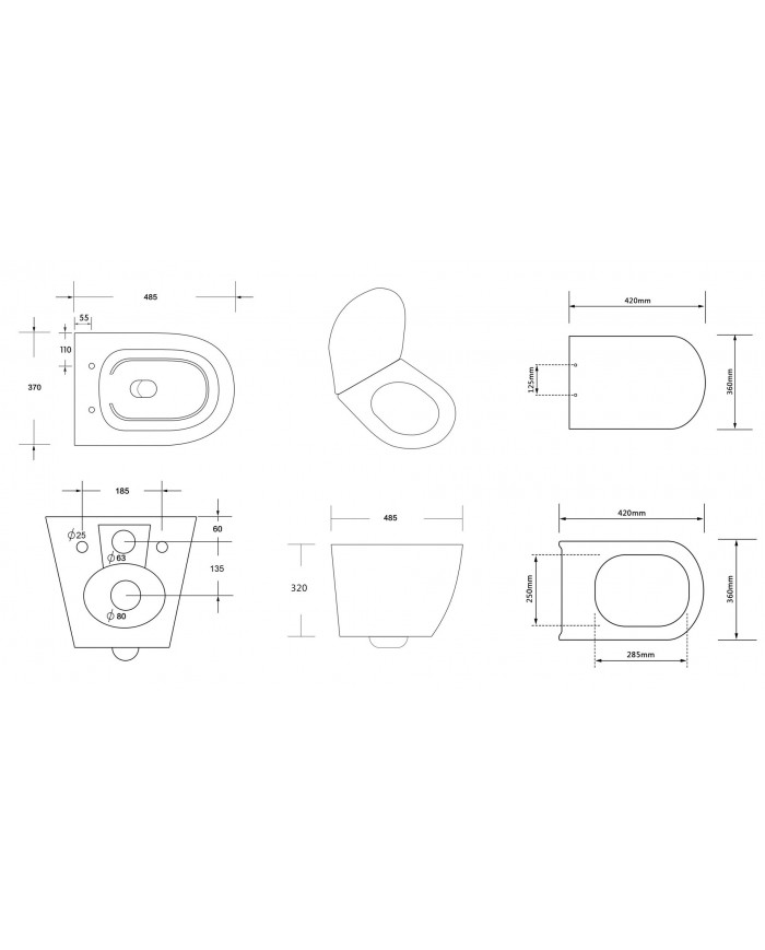 MEGA PACK: Vorwandelement Duofix + Toilette Slim Soft-Close ROLO Weiß + Matte + Wallbox und Platte in Chrom