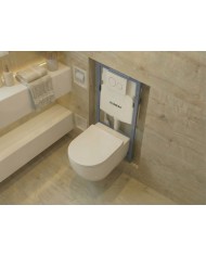 MEGA PACK: Vorwandelement Duofix + Toilette Slim Soft-Close ROLO Weiß + Matte + Wallbox und Platte in Weiß