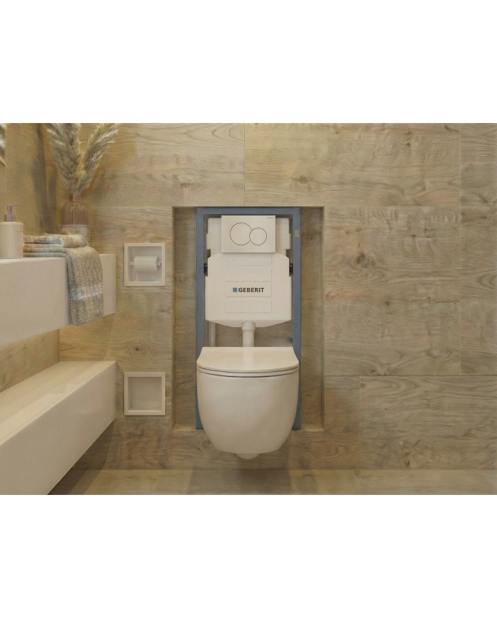 MEGA PACK: Vorwandelement Duofix + Toilette Slim Soft-Close ROLO Weiß + Matte + Wallbox und Platte in Weiß
