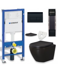 MEGA PACK: Vorwandelement Duofix + Toilette Slim Soft-Close ROLO Weiß + Matte + Wallbox und Platte in Weiß