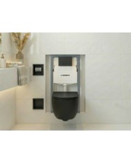 MEGA PACK: Vorwandelement Duofix + Toilette Slim Soft-Close ROLO Schwarz + Matte + Wallbox und Platte in Schwarz