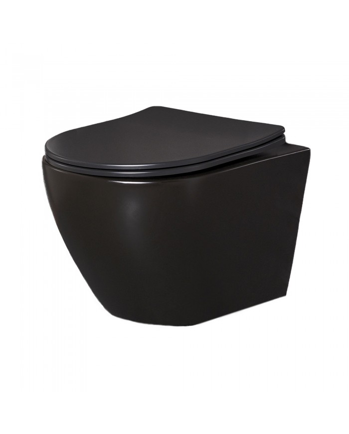 MEGA PACK: Vorwandelement Duofix + Toilette Slim Soft-Close ROLO Schwarz + Matte + Wallbox und Platte in Schwarz