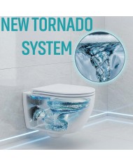 WC-Toilette: Schüssel VIRVEL Weiß mit Klosettsitz Slim Soft-Close Tornado-Spülsystem