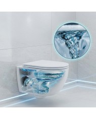 WC-Toilette: Schüssel VIRVEL Weiß mit Klosettsitz Slim Soft-Close Tornado-Spülsystem